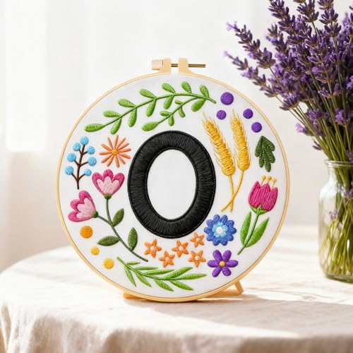 Image of BEUNITONE 4 Set Embroidery Kit for Beginners, DIY Home Theme Pre-Stamped Pattern Needlepoint Kits for Adults with Hoop and Instruction, Funny Hand Embroidery Patterns for Cloth and Home Decor