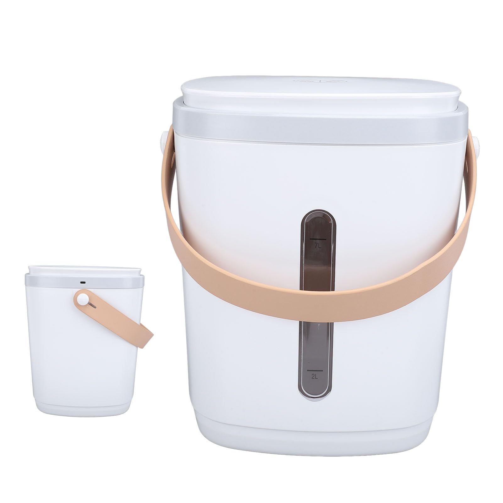Contenitore per la Conservazione del Riso Sottovuoto, Grande, Portatile, da 8 Litri, per la Domestica, con Design Sigillato e Misurino (Grigio)