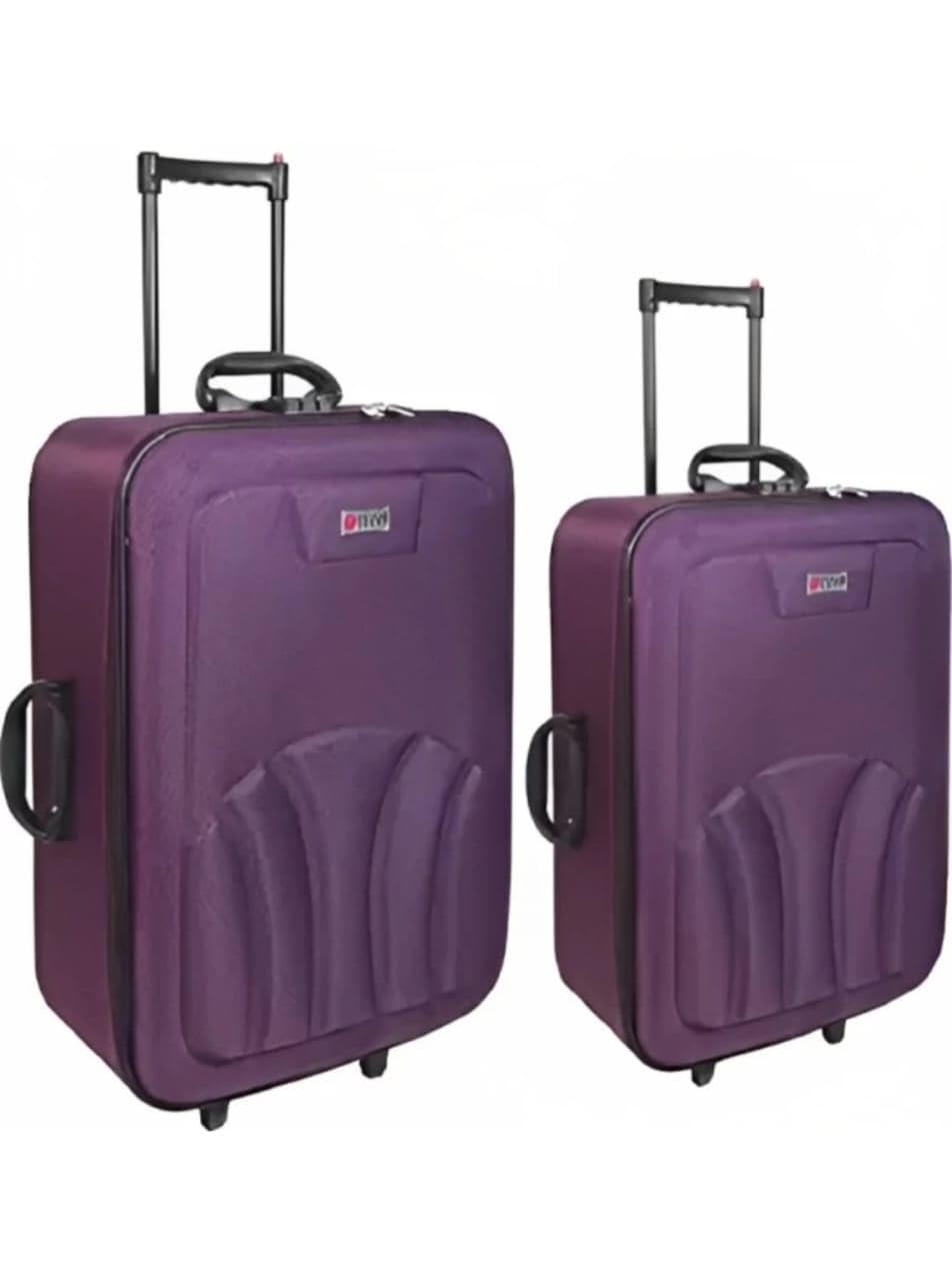 madiha luggage Polyester Travel 18 Cm Suitcase Trolley Bag Set Of 2 Pcs With Soft Sided 2 Wheel Spinner Wheels (20"+24") (Purple)-picture-44