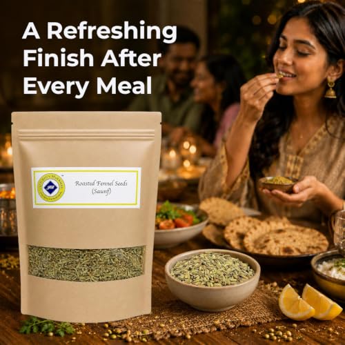 Image of Jyoti Ben's Roasted Abu Road Saunf | Premium Gujarati Mukhwas | Salted After Meal Mouth Freshener | No Preservatives | 250g x 3 Pouches (750g)