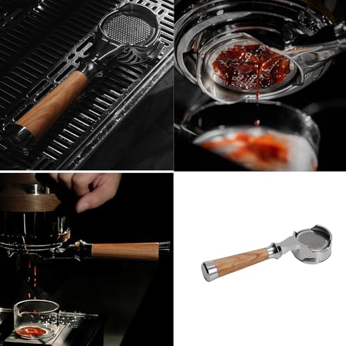 Portafiltro de acero inoxidable con mango de madera para cafetera 3