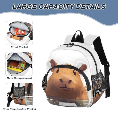 Toddler Backpack Watercolor Cute Capybara Print for Kids Boys Girls with Leash and Whistle for Nursery Preschool Medium4