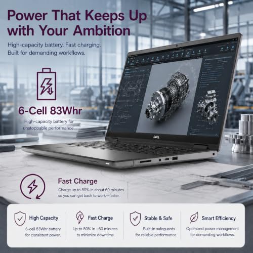 Image of Dell Precision 7680 Laptop, NVIDIA RTX 1000 Ada 6GB, i5-13600HX, 32GB DDR5 | 16 inch FHD+ Mobile Workstation, 512GB SSD, Intel 14-Core > Ultra 7 155H, Dell Pro Max, Engineer, Designer, Creator, Win 11 Pro