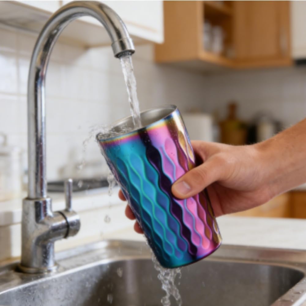 10oz Stainless Steel Cup Set, 6Pcs Double Wall Metal Cup,Vacuum Stackable Insulated Portable Drinking Tumblers Unbreakable Glasses,for Home Outdoor Restaurant (Rainbow Color) - Image 4