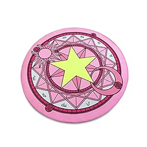 Roffatide Anime Cardcaptor Sakura Round Area Rug for Girls Blanket Rug Floor Mats Pink Magic Circle Carpet 80×80 cm