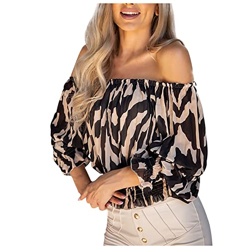 Womens Summer Short Sleeve Off Shoulder Ruffle Blouse Top Fashion Casual Short Sleeve Solid Color Comfortable Print Tops Black #TOP8