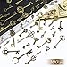 JIALEEY Vintage Skeleton Keys, Wholesale Bulk Lots Mixed Set of 100 Antique Bronze Brass Skeleton Castle Dungeon Pirate Keys, 10.5oz/300g