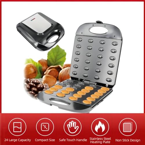 Walnut Cookie Maker 24 Holes Mold Maker Electric Walnut Cake Maker Mini Nut Waffle Bread Machine Sandwich Iron,Toaster Baking Breakfast Pan