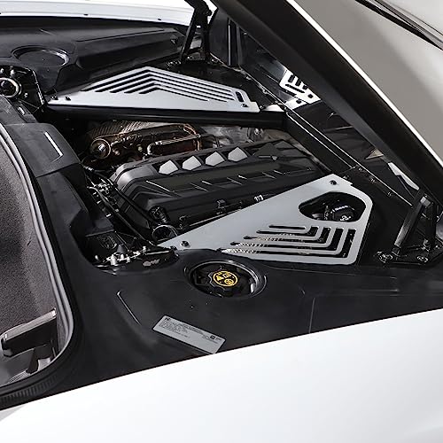 Image of TOYCIDFG Car Engine Bay Panel Cover Left Right Splash Shield Guard for C8 Corvette 2020-2024 Auto Aluminium Interior Body Part Accessories (Silver)