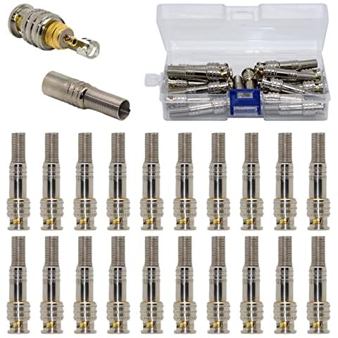 YOUMAI 20 Pcs BNC Male Connectors Q9 RG59 RG6 Screw-on Solderless Monitoring Coaxial Cable Connection Terminal for CCTV Security Surveillance Camera Cover