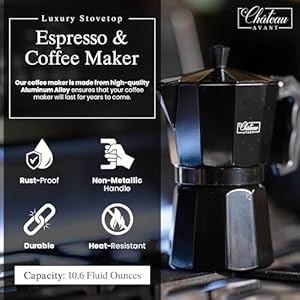 Moka Espresso Pot Stovetop 106oz Rich Full Body Moka Pot Coffee Maker Aluminum Espresso Maker Stove Top Coffee Pot Moka Coffee Maker Italian Greca de Cafe