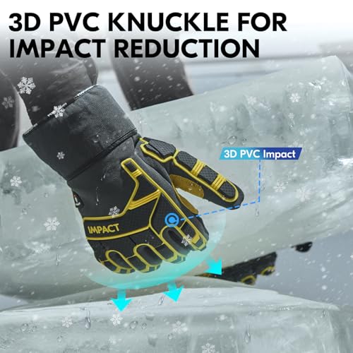 Vgo... Winter Waterproof Work Gloves Anti Impact Cowhide Touchscreen - Image 4