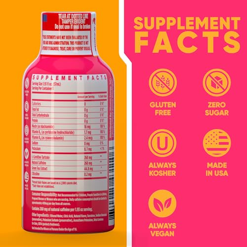 Image of Vitamin Energy Immune+ Extra Strength Energy Shot Strawberry Twist 10 Pack, 260mg Natural Caffeine, B-Vitamins, Citicoline, Green Tea, Immunity & Focus Support, Zero Sugar, Gluten-Free 1.93 fl oz