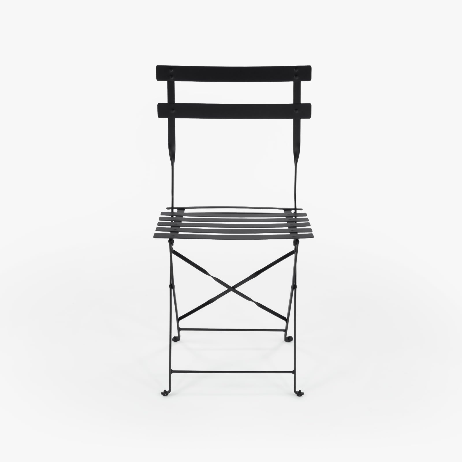Vaukura Silla Exterior Plegable de Acero Resistente para jardín, terraza, Patio o balcón – Diseño bistrot Estilo Moderno – Acabado anticorrosivo – Negra, Blanca o Verde Oliva – Modelo Aime (Negro)