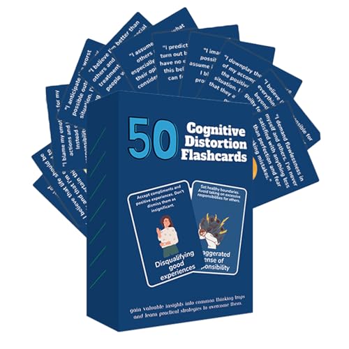 Karten – 5,7 x 8,7 cm Papier, 50 Blatt kognitive Verzerrungen, Bestätigung, perfekt für emotionale Bewusstseinsübungen, Unterstützung der psychischen Gesundheit, Achtsamkeitspraxis, Teenager und