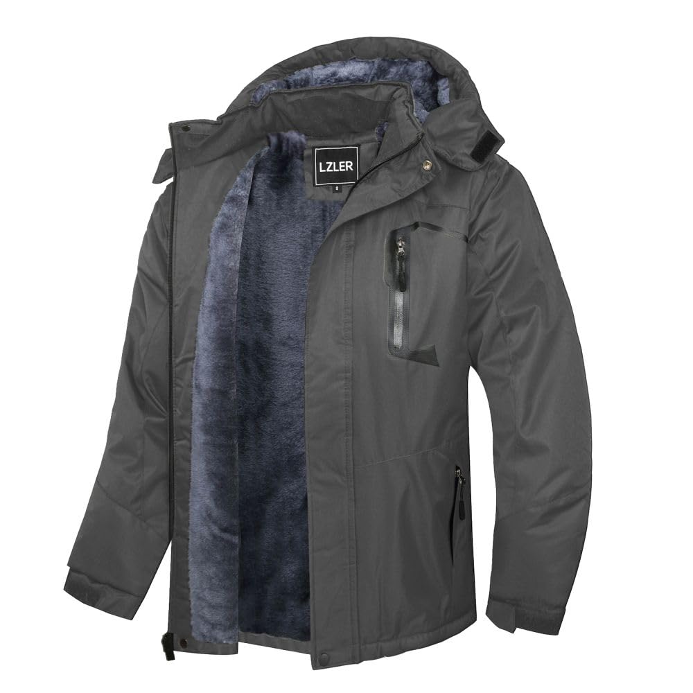 LZLER Winterjacke Herren Skijacke Snowboardjacke Wasserdicht Funktionsjacke Windbreaker Kapuze Winter Coat Snowboardjacke