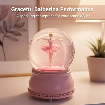 Ballerina Snow Globe for Girls, Christmas Snow Globes for Kids with Musical