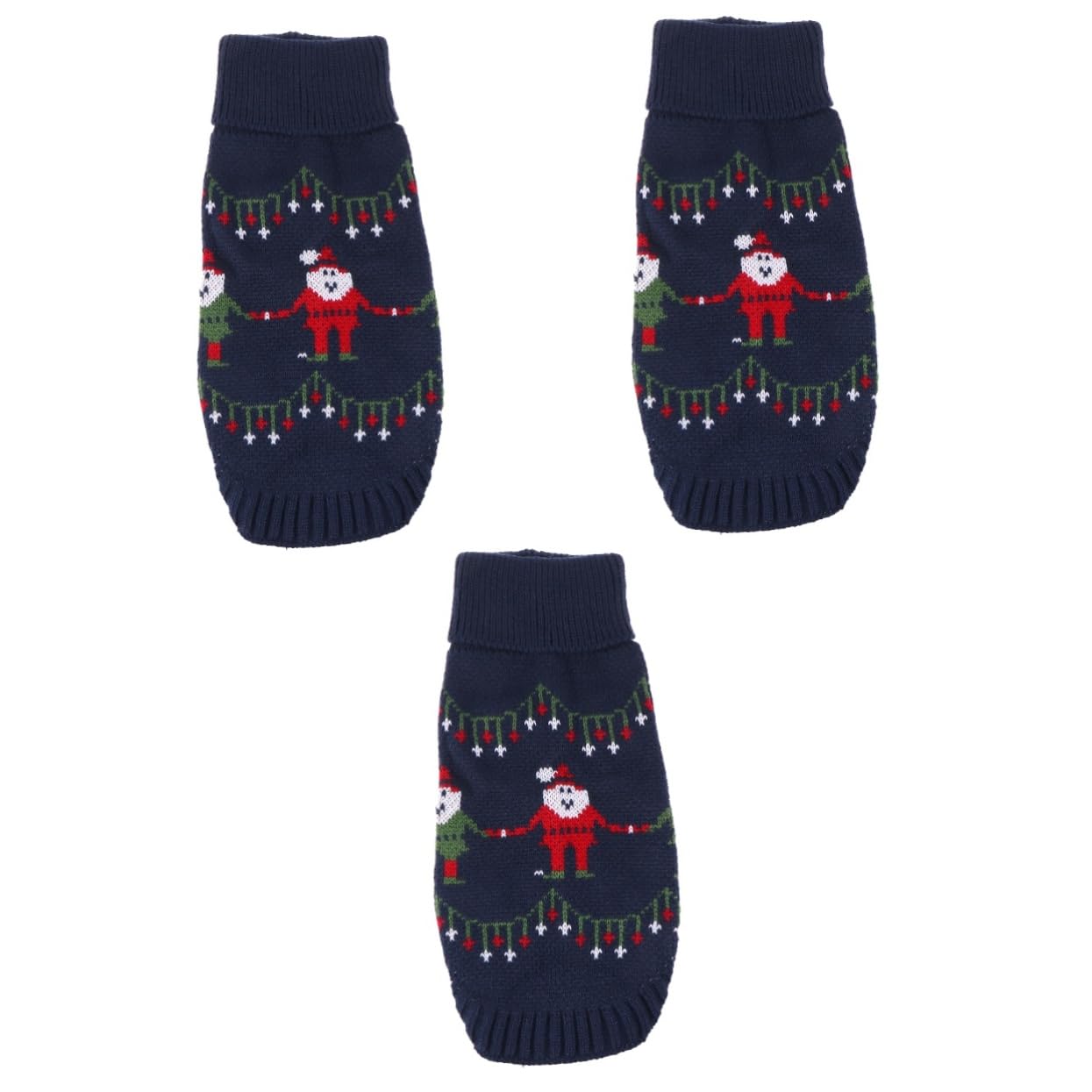 Housoutil 3pièces Pull Tricot pour Chien Manteau Turtleneck De Noël Doux Et pour Animaux Vêtements Hiver pour Chiens Bleu
