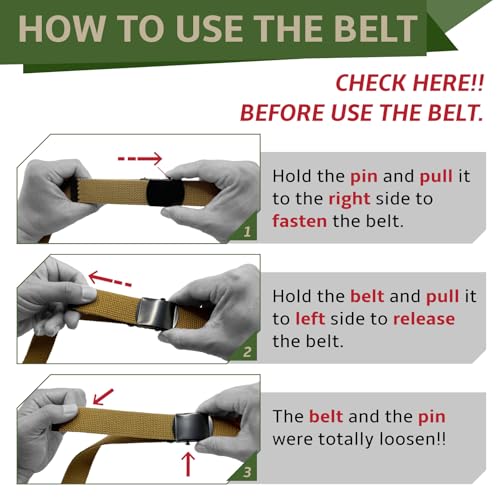 Canvas Web Belt - Military & Golf Belt with Black Buckle, Up to 45" Waist4