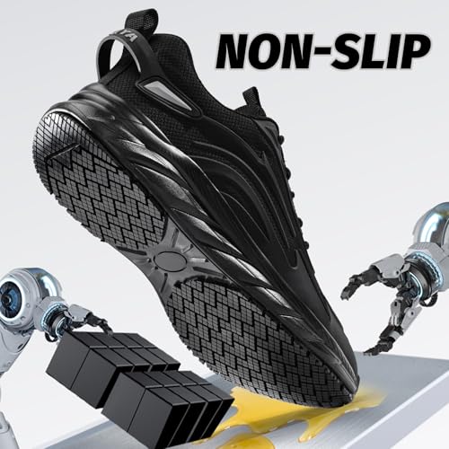 Mens Non-Slip Work Shoes Slip-Resistant Work Sneakers for Kitchen Restaurant & Food Service Lightweight Breathable Slip-On Chef Shoes Safety Footwear for Men2