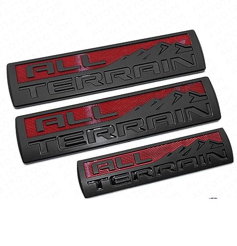 Image of Set 3 Pcs All Terrain Door Tailgate Letter Nameplate Emblem 3D Badge Replacement for All Terrain (Black Red)