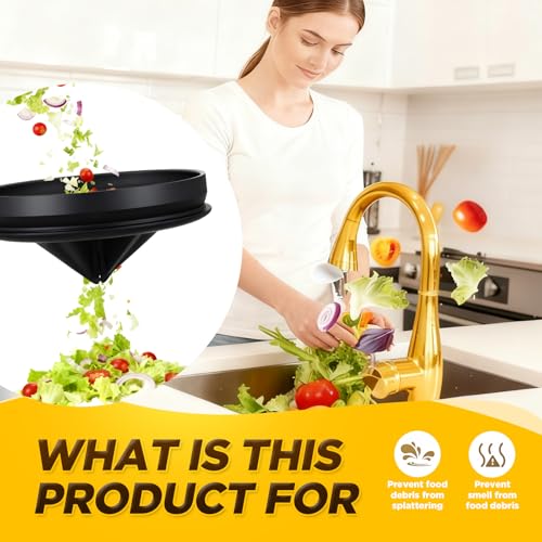 Image of 4 Pcs Brushed Gold Kitchen Sink Accessories Garbage Disposal Splash Guards 3.4'' Sink Drain Strainer and Stopper Stainless Steel Garbage Disposal Plug for Kitchen Drain Strainer
