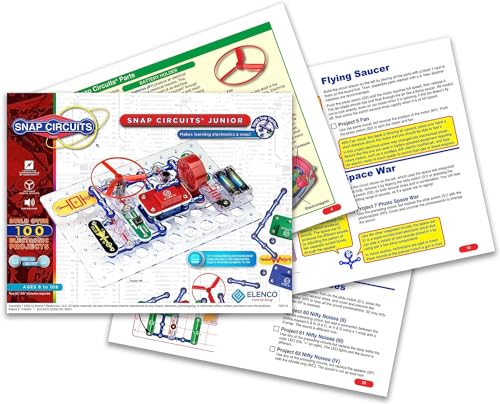 Snap Circuits Jr. SC-100 Electronics Exploration Kit, Over 100 Projects, Full Color Project Manual, 28 Parts, STEM Educational Toy for Kids 8 +