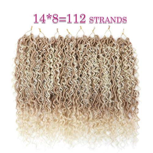 Image of 8 Packs Goddess Faux Locs Crochet Hair for Black Women, Boho Style