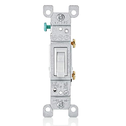 Miniatura 4 de Leviton 1451-2TM 15 amperios, 120 voltios, interruptor silencioso de CA de un solo polo, grado residencial, conexión a tierra, paquete de 10,