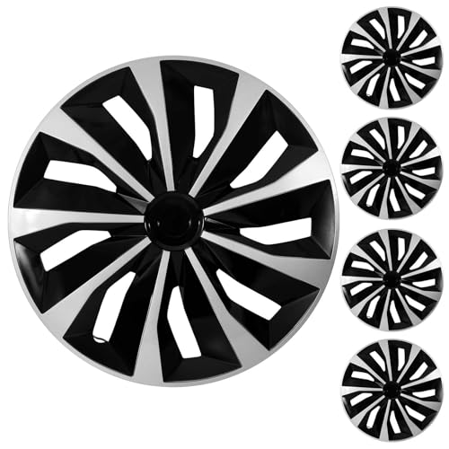 YOLOCKEY 16 Inch Silver-Black Hubcap Set