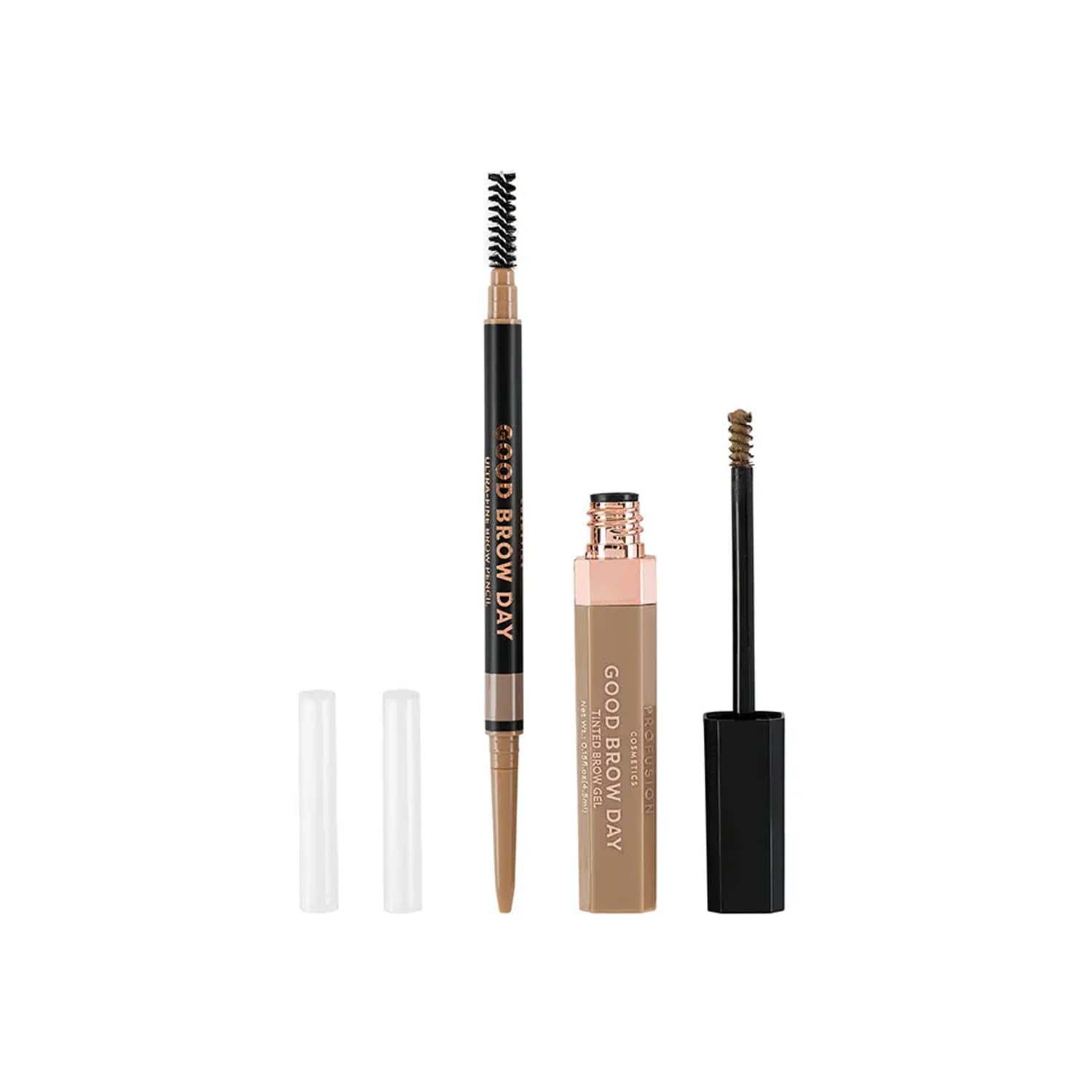 Profusion Cosmetics Good Brow Day 2pc Kit, Achieve Brow Perfection with Ultra Fine Pencil and Waterproof Tinted Brow Gel Duo, Long Lasting Definition for Stunning Brows and Grooming Essentials