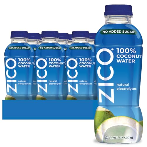 Zico 100% Coconut Water, NO added Sugar, Refreshingly Delicious, Hydration with Electrolytes, 16.9 Fl Oz (Pack of 12)
