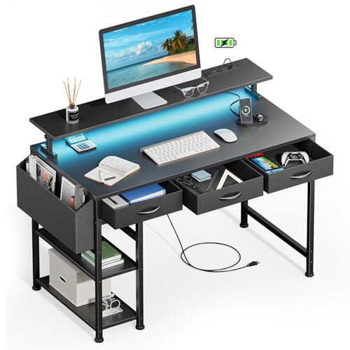 パソコンデスク幅120cmゲーミングデスクラック＆コンセント引き出付プリンター台 パソコンデスク幅120cmゲーミングデスクラック＆コンセント引き