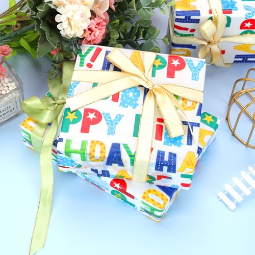 60 Sheets Happy Birthday Tissue Paper, 20x14in Colorful Happy Birthday Lettering Festival Gift Wrap Paper for Baby Shower, Birthday Celebration Party Decor Gift Bag Fillers by kawaarashi - Used condition - Image 6
