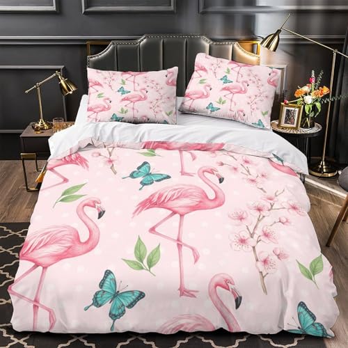 Housse de couette flamant rose effet 3D microfibre luxe - 2