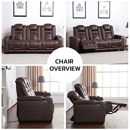 Ebello Power Reclining Home Theater Seating, Powered Headrests Faux Leather Movie Theater Power Recliner Sofa Chair, With Cup Holders, For Theater, Living Room (Loveseat+Sofa) #TOP5