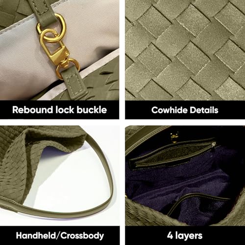 Image of Suede Woven Tote Bag for Women, Hobo Shoulder Bag for Work Travel