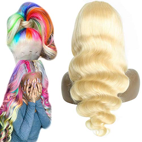 613 Frontal Wig Pre Plucked Transparent Lace Front Wig Human Hair 613 Body Wave Wig For Women Glueless Brazilian Virgin Hair 13x4 Free Part Bleached Knots Natural Hairline With Baby Hair 10 Inch