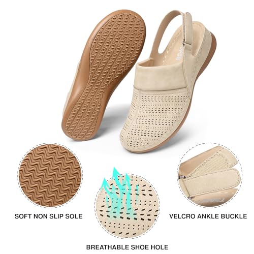 Image of TEMOFON Shoes for Women Clogs Sandals: Comfortable Closed Toe Wedge Shoes Sling-Back Walking Mules with Arch Support