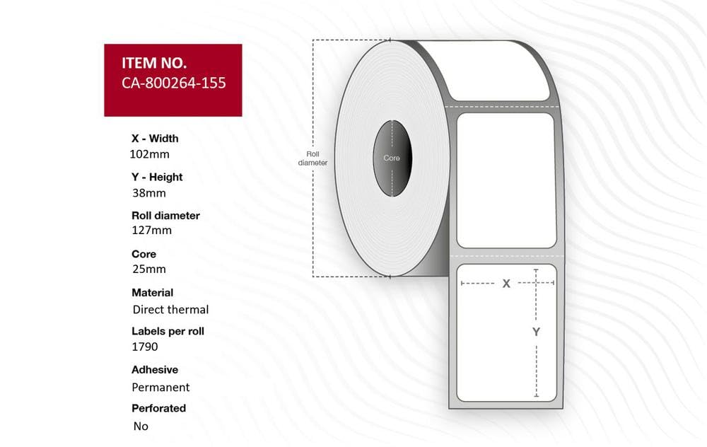 Capture Label 102x38mm Core 25 Address Rolls