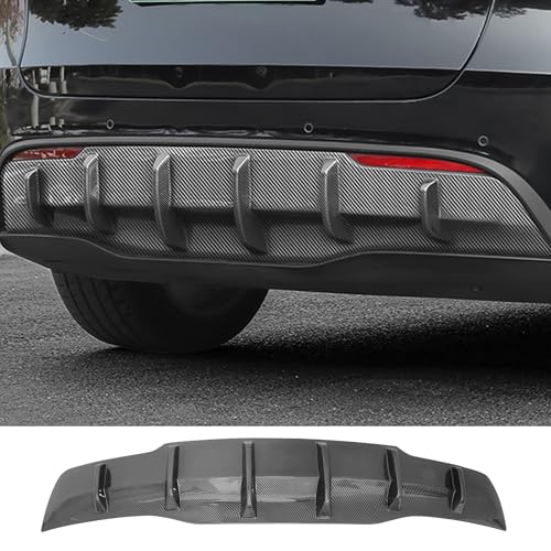 Rear Diffuser for Telsa Model Y Without Drilling, Model Y Rear Bumper Molding Protector Lip Made of PP Material (Glossy Carbon Fiber)