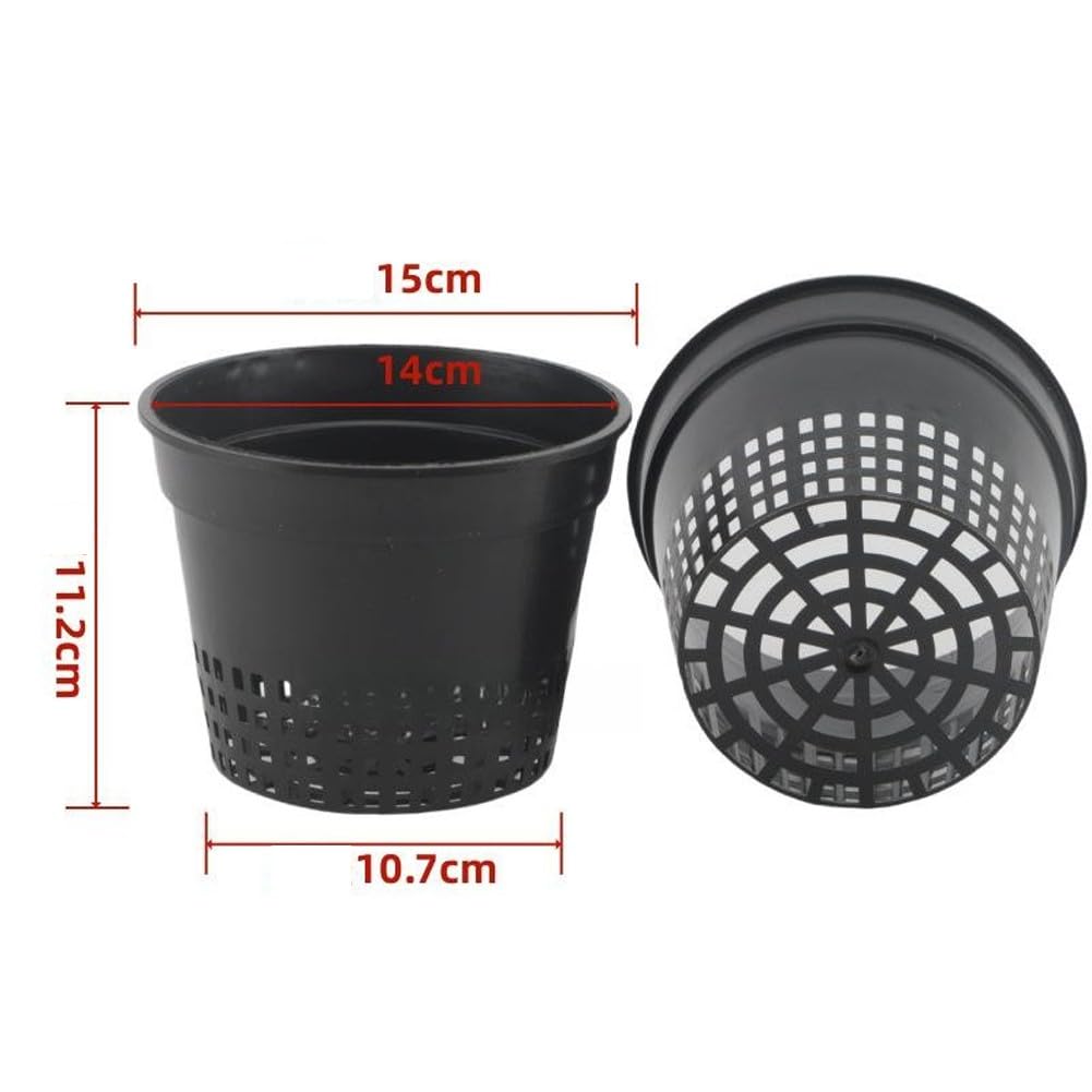 12-częściowy zestaw hydroponicznych doniczek do sadzonek, 15 x 11,2 cm, czarny plastik, idealny do kultu bez gleby z gliną, kamyczkami i wełną mineralną