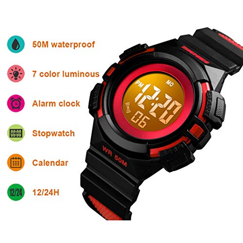 CakCity Kids Watches Digital Outdoor Sport Waterproof Electrical EL-Lights Watches with Alarm Luminous Stopwatch Casual Military Child Wrist Watch Gift for Boys Girls Ages 5-102