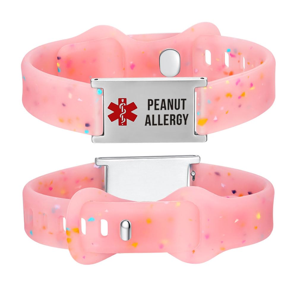 LinnaLove Medical Alert ID Bracelet – Adjustable Silicone Band, Custom or Pre-Engraved Options, QR Code Available