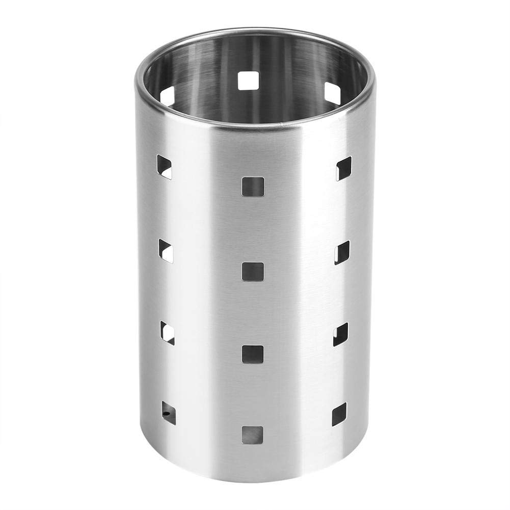Herchr Silver Cooking Utensil Holder, Stainless Steel Kitchen Cutlery Holder Utensil Organizer Flatware Caddy, 3.9 X 6.7Inch