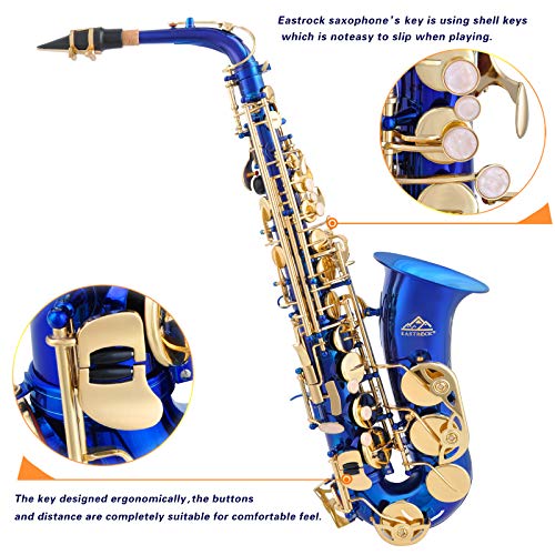 image for EASTROCK Dark Blue/Golden Alto Saxophone E Flat Sax Full Kit for Stude
