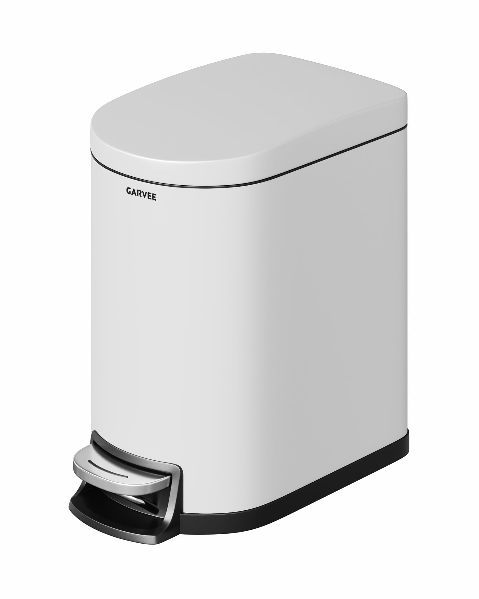 GarveeHome Pattumiera Pedale Acciaio Inox 6L Monocompartimento Con Coperchio Ermetico Antiodore, Bidone Rifiuti Robusto Per Cucina Ufficio Bagno (bianco, 6L)