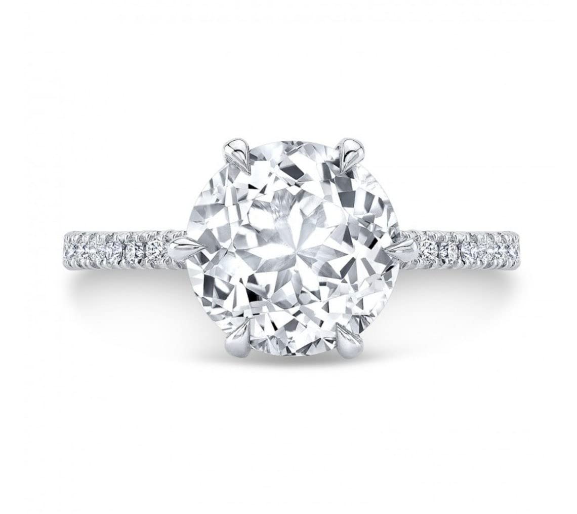 3 CT Round Cut Colorless Moissanite Diamond Engagement Rings, Wedding Band Gold Silver Solitaire Halo Anniversary Promise Ring