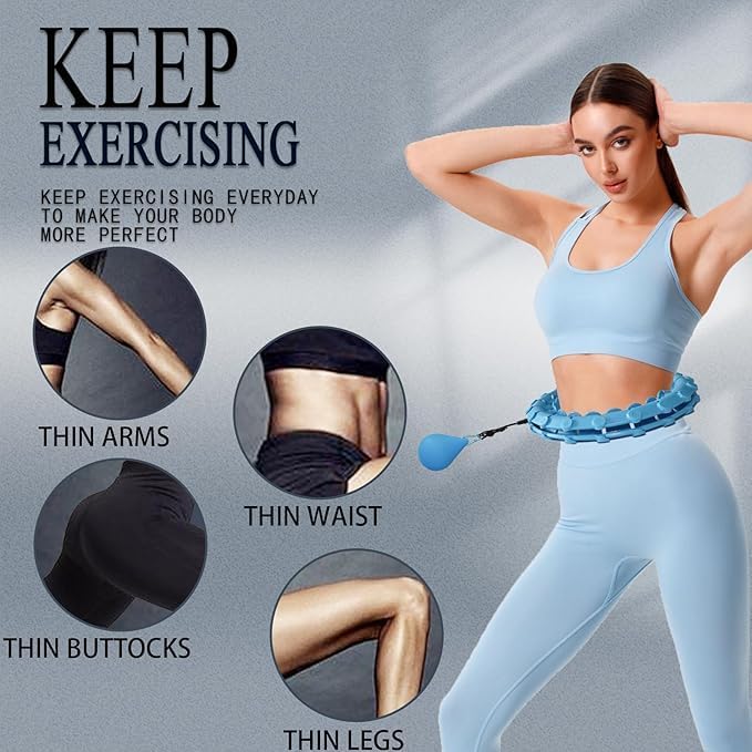 Cojuz Hula Ring Hoop Weight Loss Circle Detachable with 24 Ring(52 Inch) 360 Degree Spinning Ball for Men & Women Adults Weight Loss, Smart Exercise Equipmen 2