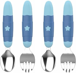 Toyvian 2 Conjuntos De Suplemento Alimentar Garfo E Colher Mini Garfos Terno Infantil Kit Para Bebê Colher Portátil Colheres De Café Expresso Colher De Sobremesa Colher E Garfo De Aço